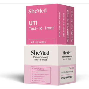 SheMed Women’s Health Test-to-Treat Kit, 2 Urinary Tract Infection Tests, 2 Vaginal pH Tests, Telehealth Consult, and Prescription Medication for UTI, BV, and Yeast Infection Treatment if Eligible SheMed Women’s Health Test-to-Treat Kit, 2 Urinary Tract Infection Tests, 2 Vaginal pH Tests, Telehealth Consult, and Prescription Medication for UTI, BV, and Yeast Infection Treatment if Eligible