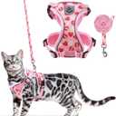 KOOLTAIL Cat Harness and Leash Set, Escape Proof for Safe Walking & Travel, Reflective Comfortable Easy Control Adjustable Kitten Harness for Boys&Girls Small Medium Large Cats Strawberry M
