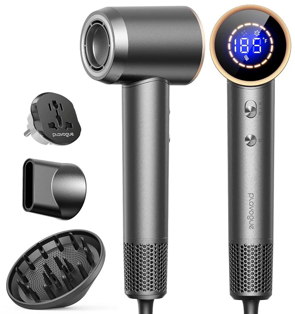 Hair Dryer,Automatic Dual Voltage Professional High-Speed Blow Dryer 160000RPM Ionic Diffuser Hair Dryer for Fast Drying, Thermo-Control Travel Hairdryer with Nozzle Diffuser Storage Bag