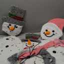 Joliyoou Christmas Yard Decoration, Set of 3 Pre-lit Snowman with 60 Warm White Lights, 2D Light Up Tinsel Snowman Family for Xmas Holiday Front Door Indoor Outdoor Decor