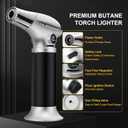 TBTEEK Butane Torch, Kitchen Torch Cooking Torch with Safety Lock & Adjustable Flame for Cooking, BBQ, Baking, Brulee, Creme, DIY Soldering(Butane Not Included)