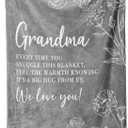 Grandma Gifts, Birthday Gifts for Grandma from Grandkids, to My Grandmother Soft Throw Blanket for Christmas Mothers Day 50" x 60", Grey