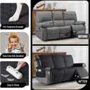 TAOCOCO 100% Waterproof Recliner Cover, Non-Slip Washable Reclining Couch Cover with Elastic Leg Straps, Furniture Protector for Dogs (Black, 3 Seater)