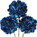 Hollyone 3Pcs Artificial Hydrangea Flowers Blue Christmas Ornaments Flowers 26inch Fake Hydrangea Flower Floral Arrangements Bouquets Xmas Faux Hydrangeas Stems Wedding Party Christmas Home Decor