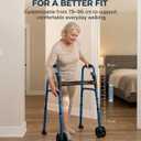 Walkers for Seniors & Adults, Folding Mobility Frame with 2 Skis, Dual 5 Inch Wheels, 2 Precut Tennis Balls & Basket with Reflective Strips, Lightweight Adjustable Height, Compact Design, Blue