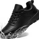 Mens Non Slip Work Shoes Waterproof Oil-Proof PU Leather Food Service Restaurants Kitchen Chef Shoes Comfy Walking Sneakers Lightweight Classic Stylish Casual Office Footwear Black Size Men 13