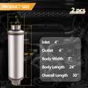 4 Inch Exhaust Muffler, 4" Inlet/Outlet 30" Overall Length Resonator, Stainless Steel Straight Through Design Performance Muffler, 2 PCS