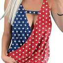 LLHXRUI American Flag Hollow Out Wrap Camisole Tank Top for Womens 4th of July Shirt Loose Casual Summer Beach Shirts Camis (Small, Multicolor)