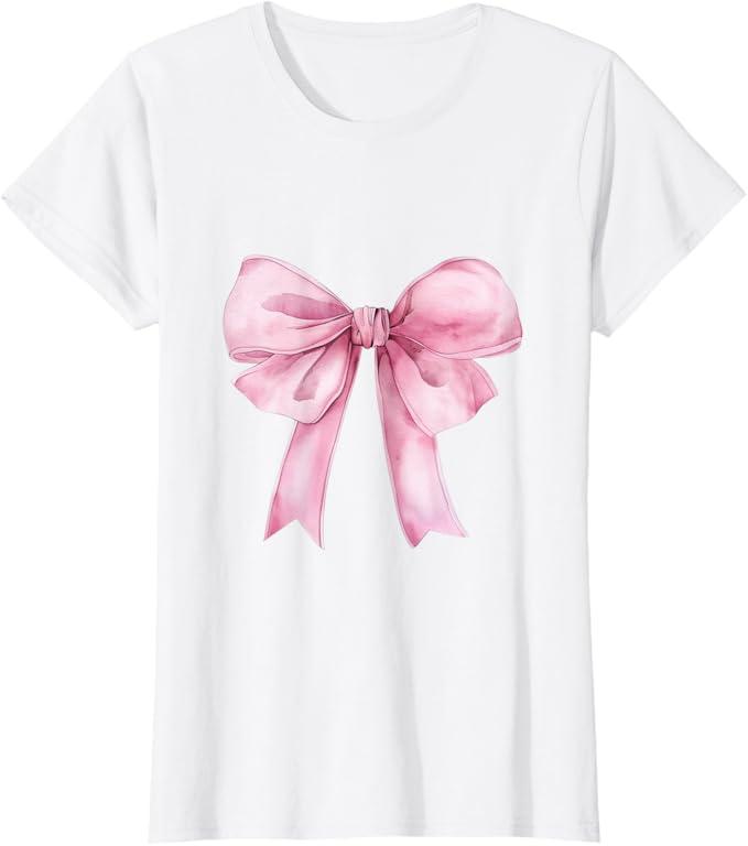 Coquette Pink Bow for Women Girls Cute Pink Coquette Bow T-Shirt, M