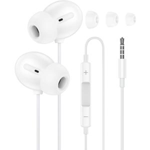 3.5mm Headphones Wired in-Ear Earbuds for Apple iPhone/iPad/iPod, Wired Earbuds with Mic Volume Control 3.5mm Jack Earphones Headphones HiFi Stereo Ear Buds for Galaxy, Google, Laptop, PC Gaming, PS5 (White)