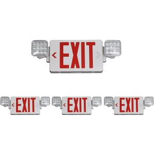 TANLUX Red Exit Sign with Emergency Lights, LED Emergency Exit Light with Battery Backup, UL Listed, AC 120/ 277V, Commercial Emergency Lights Combo for Business - 4 Pack