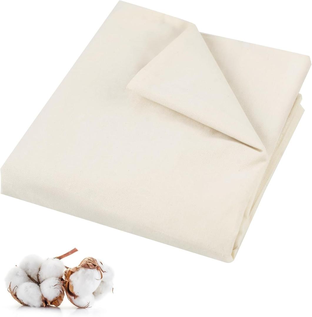 PEASUG 100% Cotton Muslin Fabric, 63 Inch X 2 Yards Unbleached Muslin Fabric by The Yard, Medium Weight Draping Fabrics Suitable for Sewing Embroidery, Garments, Crafts Material-Natural