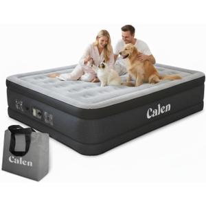 CALEN Queen Air Mattress with Built in Pump, 18 Inch Raised Comfort Inflatable Mattress Blow Up Mattress, Portable Air Bed for Home, Guests and Camping, 650 lbs Support