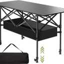 4FT Folding Camping Table,Portable Roll-up Picnic Table with Carry Bag & Mesh Storage,Lightweight Camp Table for Camping,Picnic,Backyard,Party,Patio,BBQ