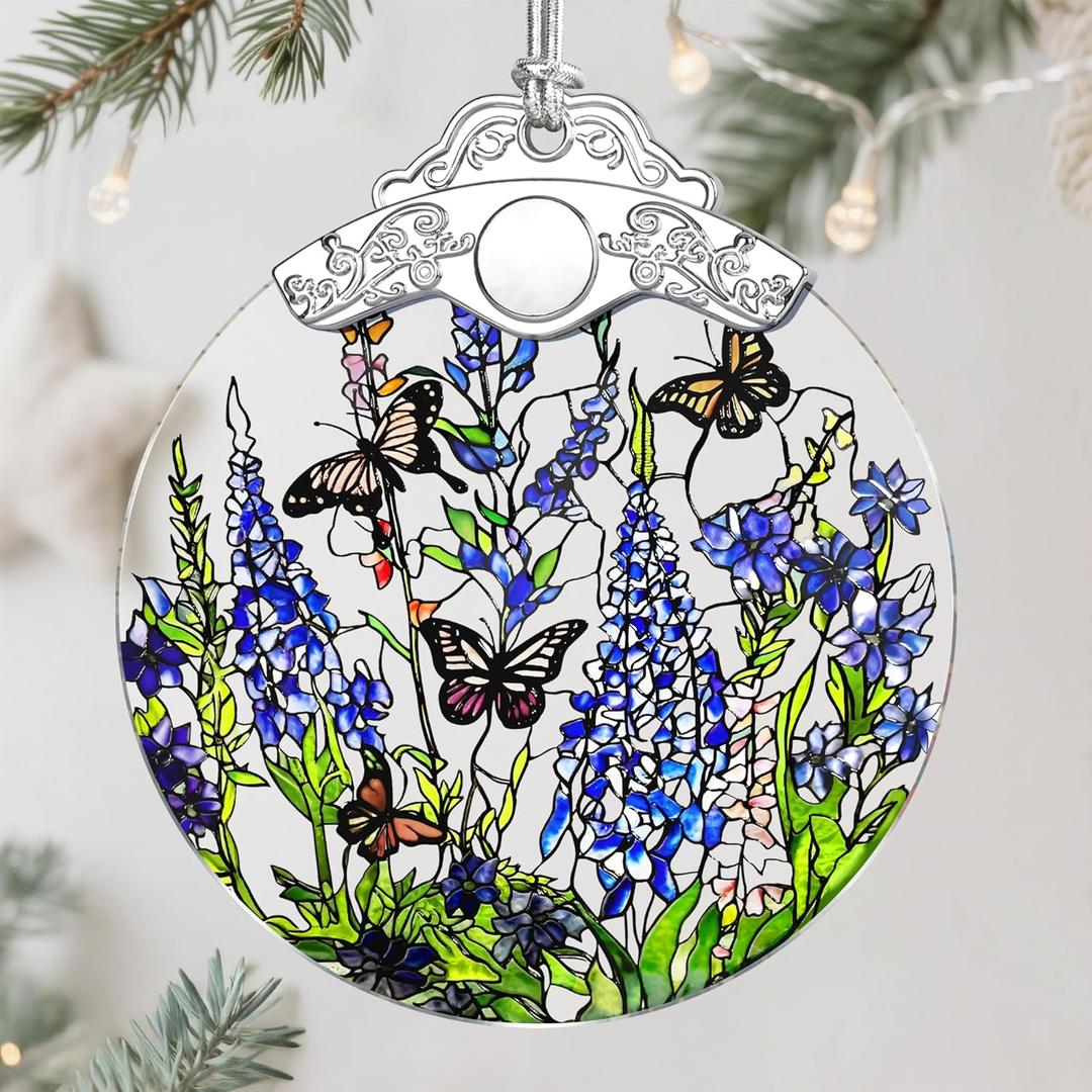 Lavender Monarch Butterfly Stained Glass Ornament  Christmas Ornament, Christmas Tree Ornament, & Perfect Holiday Decor | Butterfly Lover Gift, Gifts for Women and Friend