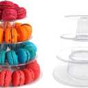 2 Set 4 Tier Macaron Display Stand Round Macaron Tower Cake Stand Dessert Cupcake Stand Cookie Tray Rack Desserts Display for Wedding Birthday Party Baby Shower Bakery Decor