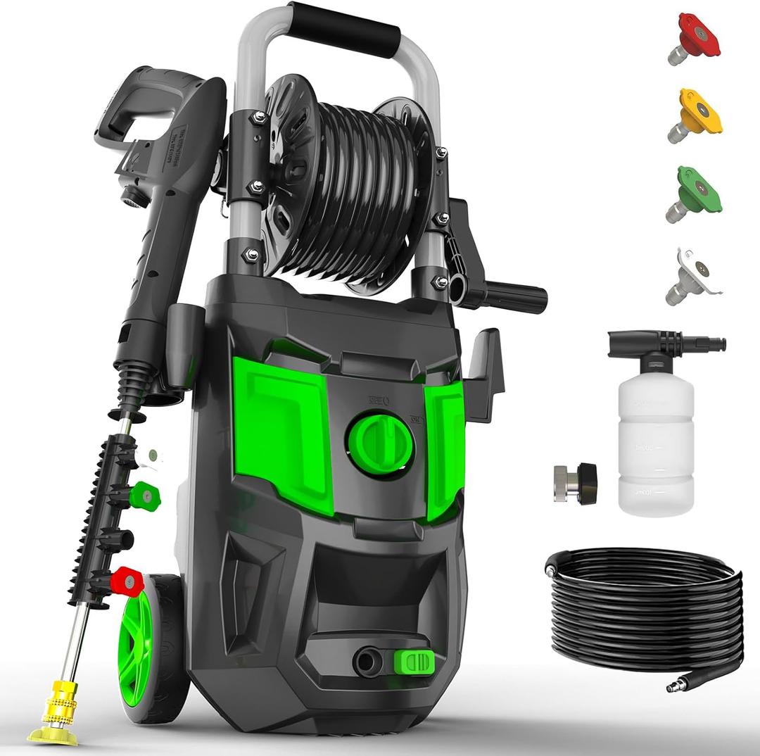 Electric Pressure Washer - 5000PSI Max, 3.6 GPM, 20FT Hose, 35FT Power Cord, 4 Nozzles, Foam Cannon High Power