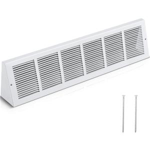 Honeydak 1 Pack Baseboard Register Vent Covers 30" x 6" Duct Opening Size Baseboard Return Air Grille Diffuser, Steel Triangular Air Return Vent Cover, Outer Dimensions: 31-3/4" x 6-5/8"