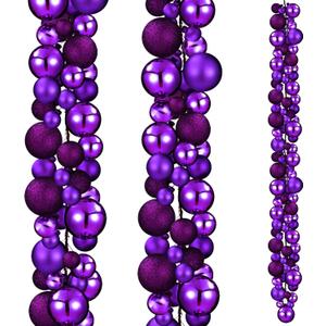 2 Pcs Christmas Ball Garland 6 ft Ball Ornaments Christmas Bulb Garland Xmas Tree Bauble Decorations for Party Supplies Indoor Outdoor Home Office Decoration Accessories(Purple)