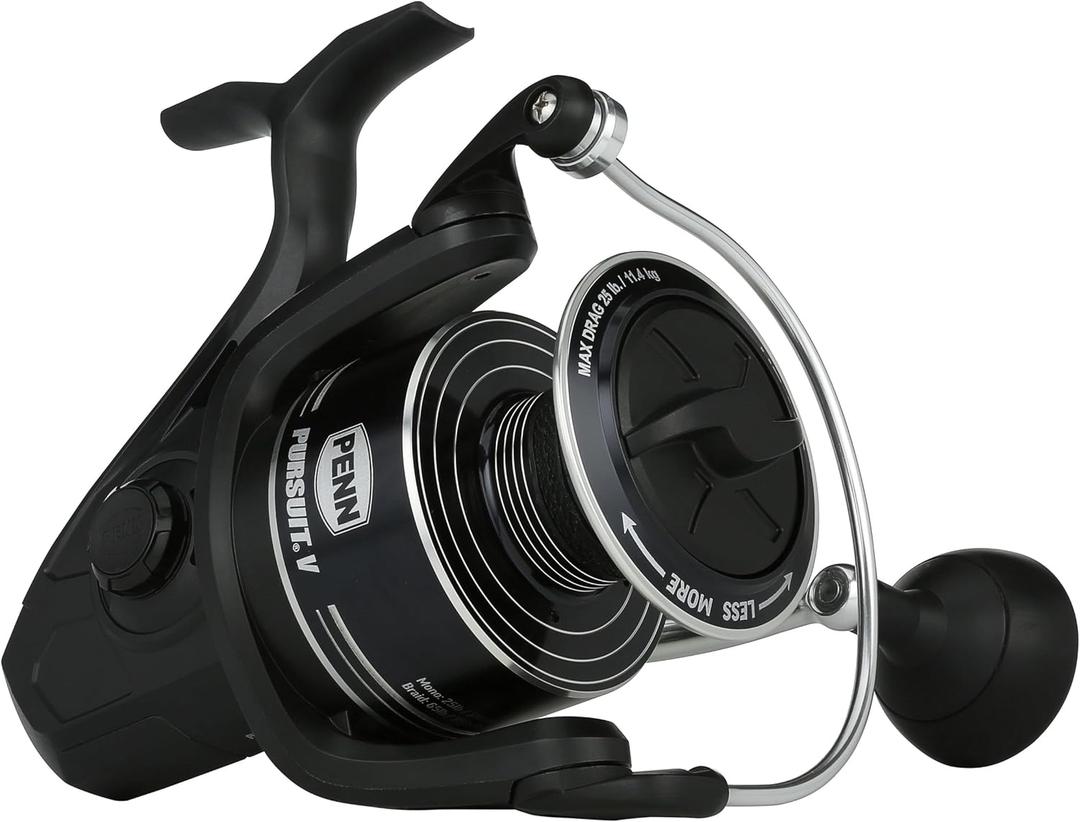 Penn Pursuit V Spinning Fishing Reel, Size 5000, Corrosion-Resistant Graphite Body, Lightweight Aluminum Superline Spool, HT-100 Drag System