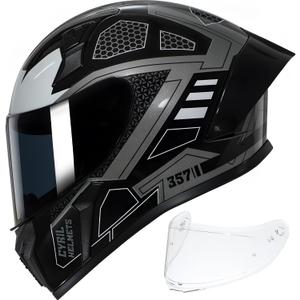 CYRIL Full Face Motorcycle Helmets for Adults Men & Women with Tinted and Clear Visor Meet Dot Approved, Size XL