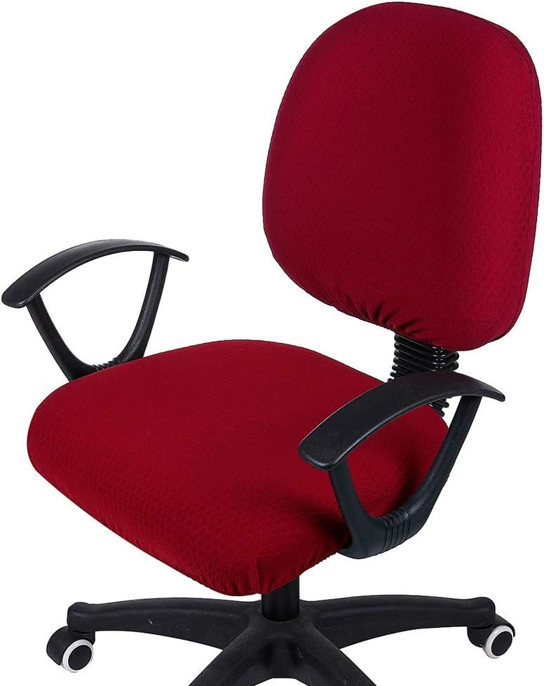 Smiry Stretch Jacquard Office Computer Chair Covers, Removable Washable Universal Desk Rotating Chair Slipcovers Protector, Seat + Backrest Cover, Burgandy, 22"D x 22"W x 2.5"H