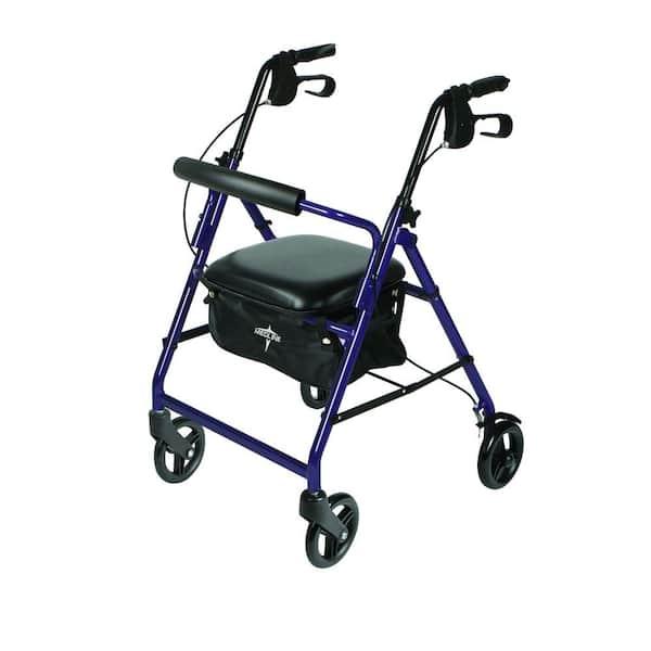 Aluminum Lightweight Folding 4-Wheel Rollator in Purple
