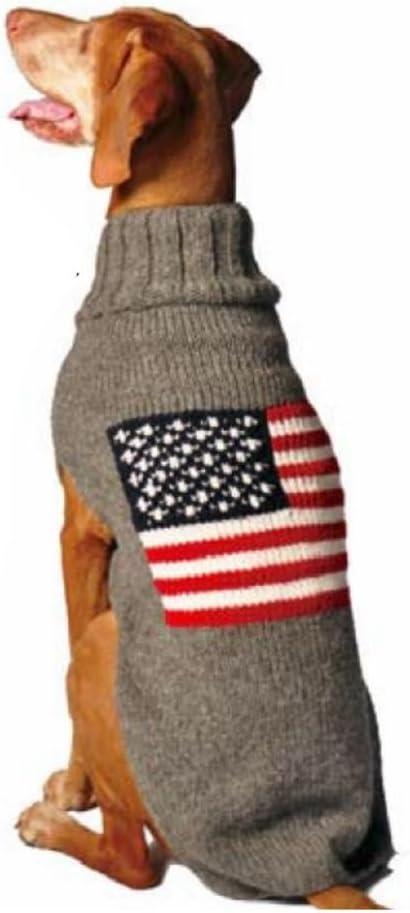 Chilly Dog American Flag Dog Sweater (X-Small) (grey)