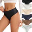 Thongs for Womens High Waisted Seamless for Women Underwear Sexy Breathable Panties 6 Pack (Large)