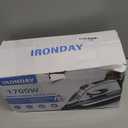 IRONDAY Steam Iron for Clothes 20s Fast Heat-up,1700W Iron with 14.07oz Large Water Tank,Non-Stick Ceramic Soleplate, Anti-Drip, Auto-Off, Burst Steam, Self-Cleaning, Ironing Clothes for Home, Grey
