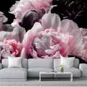 Large Pink Peony Flower Wallpaper for Bedroom, Living Room, Bathroom Background Wall Decoration(Non-self-Adhesive)