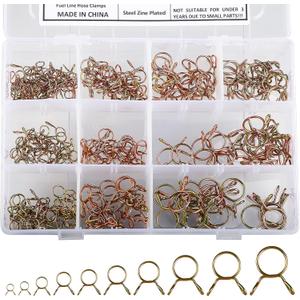 Fuel Line Hose Clamp Assortment Kit 10 Sizes 5-14mm Small Hose Clamps Water Pipe Air Tubing Spring Clips Clamps Assortment Kit for Motorcycle Scooter ATV Lawnmower Snowmobiles 270Pcs
