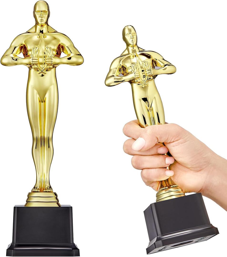10 Inch Gold Award Statue Trophy, Plastic Golden Award for Party Favors, Event Awards, Movie Night, Home & Office Display