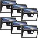 Peasur Solar Lights Outdoor Motion Sensor, 6 Pack 140 LED Solar Powered Fence Light Waterproof, 3 Modes Security Wall Lighting for Outside Yard Deck Garden (Black Frame)
