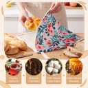 2 x Reginary 3 Pack XL Beeswax Bread Bags for Homemade Bread 17x13 Inch Reusable Organic Linen Cotton Beeswax Sourdough Bag with L-shaped Zipper Seal to Keep Fresh(Floral Style)