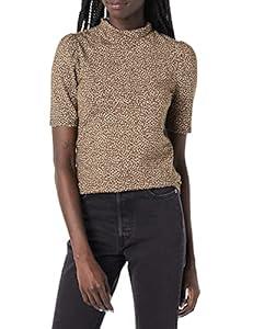 Amazon Essentials Women's Cotton Modal Draped Puff Sleeve Turtleneck, L