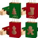 SilTriangle 100 Pieces Christmas party gift Bags with Window Xmas Red and Green Treat Candy Goodie Bags with Handle for Christmas Party Favor Supplies Decoration