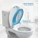 19" Elongated Potty Training Toilet Seat, Built-In Soft Quiet-Close Lid with Magnetic Blue Kids Seat and Non-Slip Design, Easy to Install and Clean