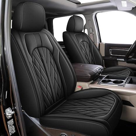 IKABEVEM Seat Covers Fit for Dodge RAM 1500 2002-2024 2025 2026: Compatible with RAM 1500 2500 3500 Car Seat Cover Truck Pickup Crew Double Quad Cab (Curved Bench, Front Seat, Black)