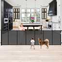 42 Inch Extra Tall Baby Gate 120 Inch Extra Wide Retractable Baby Gates for Large Openings, Upgraded Retractable Gate Keeps Pets from Getting Under Tall Pet Gate, Indoor/Outdoor Long Dog Gate (Black)