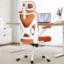 Ergonomic Office Chair - X-Shaped Computer Desk Chair Comfy, Gaming Chair, Office Chair with Lumbar Support, Mesh Office Chairs with Headrests, Desk Chair for Long Hours(White-Orange)