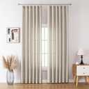 Dark Taupe Thick Linen Semi Sheer Curtains 102 Inches Long, Modern Light Filtering Drapes Set of 2, Floor to Ceiling Pinch Pleat Curtain with Hooks