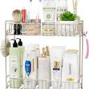 YQh 2-Tier Bathroom Storage Organizer Rack, Stainless Steel Shower Caddy, Counter and Vanity Shelf