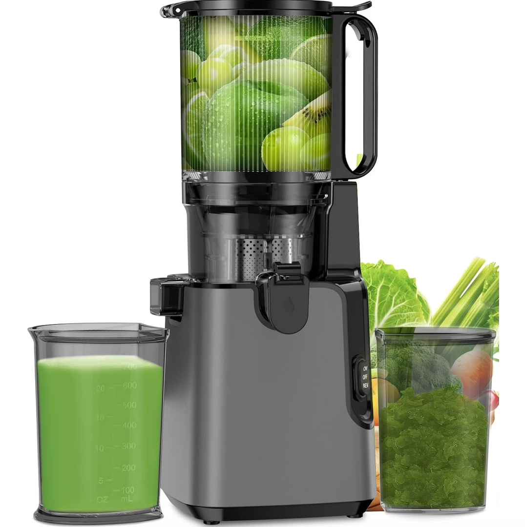 Juicer Machines with 5.8" Large Feed Chute, Cold Press Juicer for Whole Vegetables and Fruits, 400W Professional Slow Masticating - Easy Clean, Quiet, High Yield (Titanium Gray)
