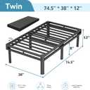NKZ Twin Box Spring, 12 inch All-in-One Box Spring with 6 Legs for Twin Bed, 4000lbs Heavy Duty Metal Mattress Foundation with Fabric Cover, Noise Free, Easy Assembly, Black