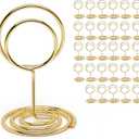 30PCS Table Number Holders Place Card Holder - Photo Holders for Tables, Cards Stand Name Menu Clips, Small Table Sign Holders for Wedding Anniversary Birthday Party (Gold)