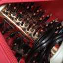 4-in-1 Travel Dual Voltage Hair Dryer Brush Blow Dryer Brush,Portable 2 inch Mini Hot Air Brush,Travel Hair Styler/Volumizer/Straightener/Curler,110-240V European Blow Dry Brush with EU&UK Plug (50mm Oval, White & Rose Gold)