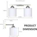 2 Light Brushed Nickel Vanity Lights for Bathroom, Modern Bathroom Light Fixtures Over Mirror, Vanity Light with Milky White Glass Shades, Farmhouse Wall Lights, E26 Socket
