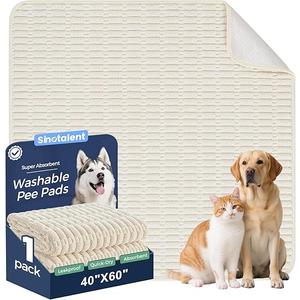 Sinotalent Washable Pee Pads for Dogs, Reusable Puppy Pads Dog Pads, NonSlip Dog Pee Pads, LeakProof Pet Pee Pads Wee Wee Pads for Dogs. (Cream White, 18"x24"(Pack of 2))