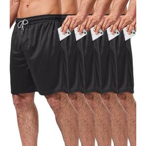 5 Pack Gym Shorts for Men 7 inch, Mens Athletic Running Shorts Dry Fit & Mesh Active Workout Shorts for Men with Pockets Size M